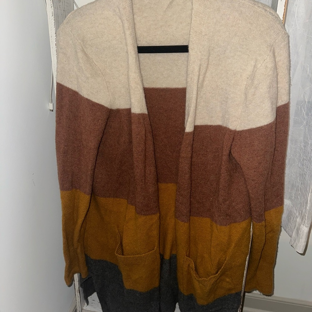 Colorblock Open Front Cardigan